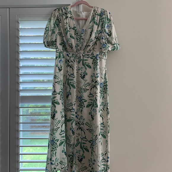 Gal Meets Glam Lauren Green Blue Cream Long Dress - Picture 3 of 5